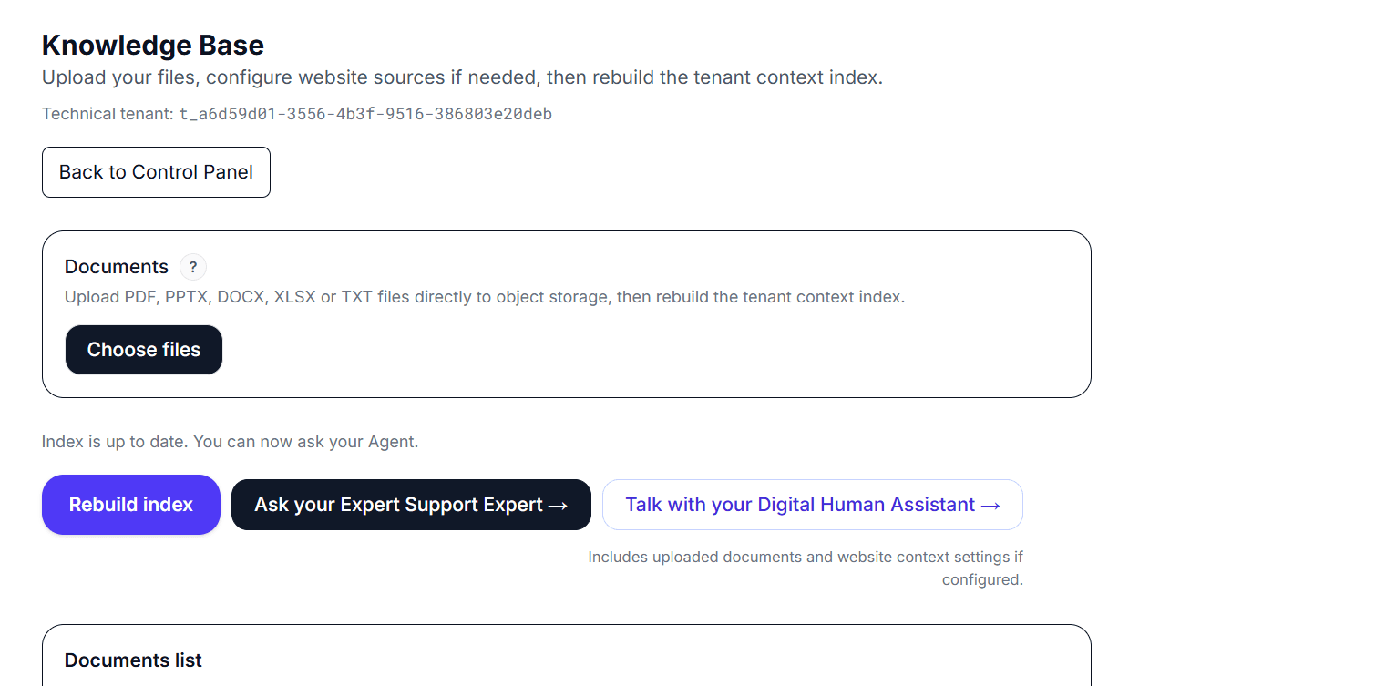 Upload of know-how, documents and websites